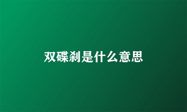 双碟刹是什么意思
