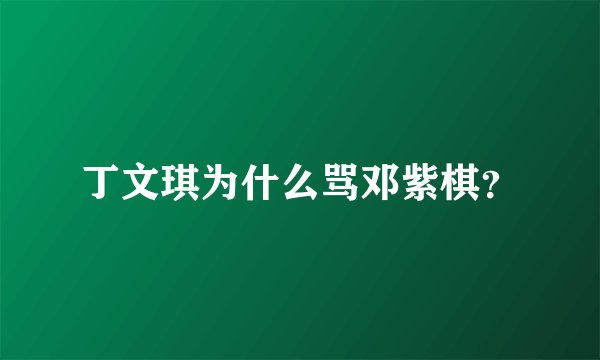 丁文琪为什么骂邓紫棋？