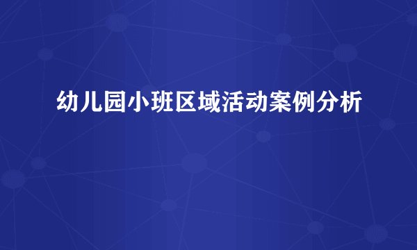 幼儿园小班区域活动案例分析