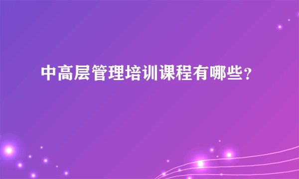 中高层管理培训课程有哪些？