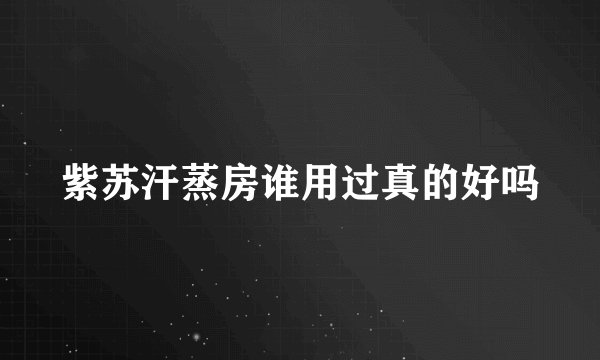 紫苏汗蒸房谁用过真的好吗
