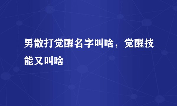 男散打觉醒名字叫啥，觉醒技能又叫啥