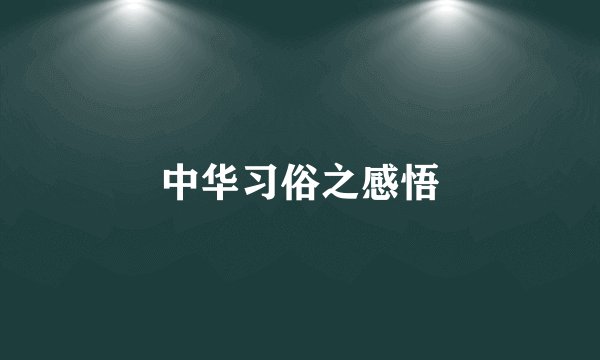 中华习俗之感悟