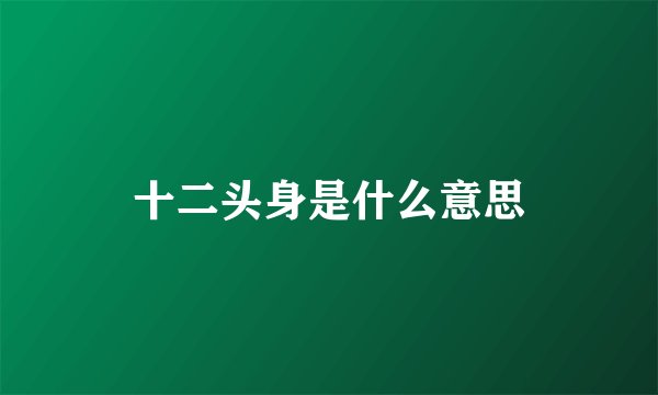 十二头身是什么意思