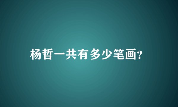 杨哲一共有多少笔画？