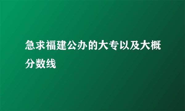 急求福建公办的大专以及大概分数线