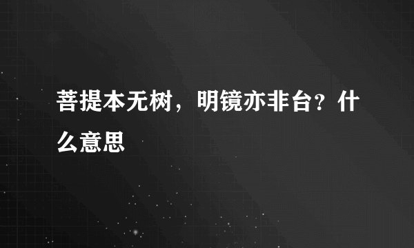 菩提本无树,明镜亦非台?什么意思