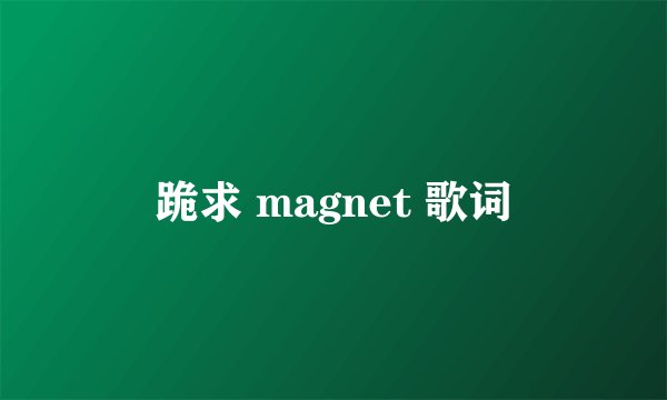 跪求 magnet 歌词