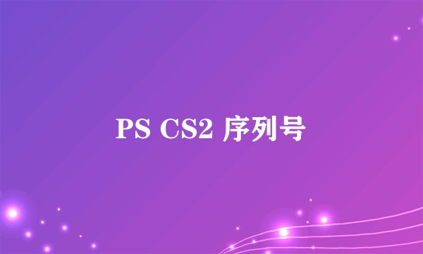 PS CS2 序列号