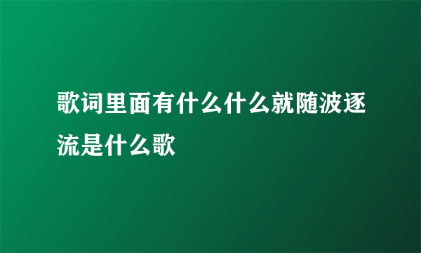 歌词里面有什么什么就随波逐流是什么歌