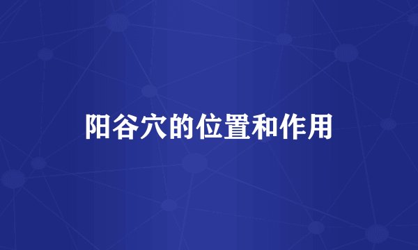 阳谷穴的位置和作用