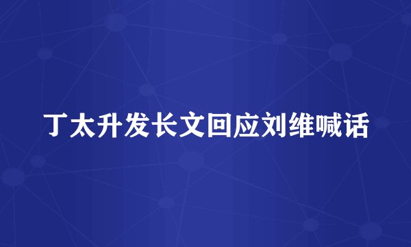 丁太升发长文回应刘维喊话