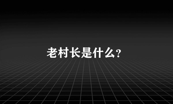 老村长是什么？