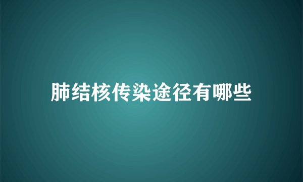肺结核传染途径有哪些