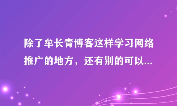 除了牟长青博客这样学习网络推广的地方,还有别的可以推荐吗?