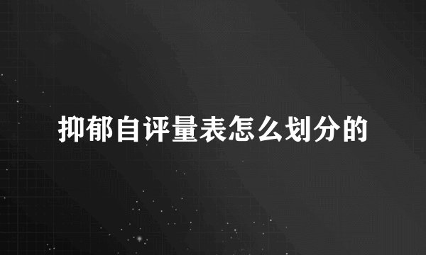 抑郁自评量表怎么划分的
