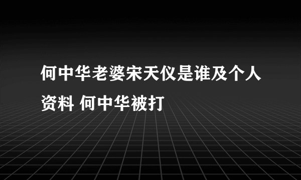何中华老婆宋天仪是谁及个人资料 何中华被打