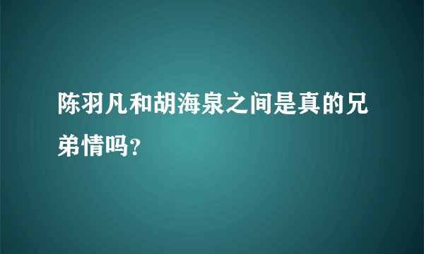 陈羽凡和胡海泉之间是真的兄弟情吗?