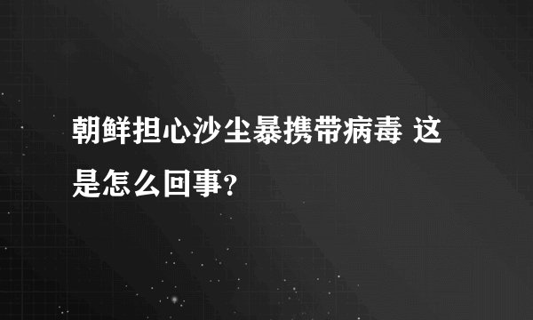 朝鲜担心沙尘暴携带病毒 这是怎么回事？