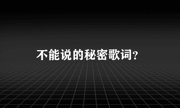 不能说的秘密歌词？