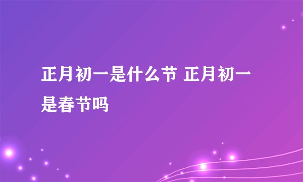 正月初一是什么节 正月初一是春节吗
