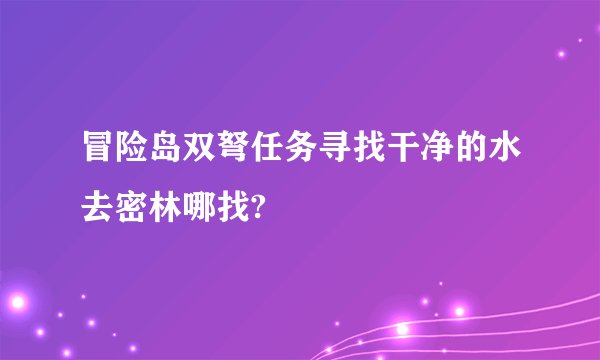 冒险岛双弩任务寻找干净的水去密林哪找?