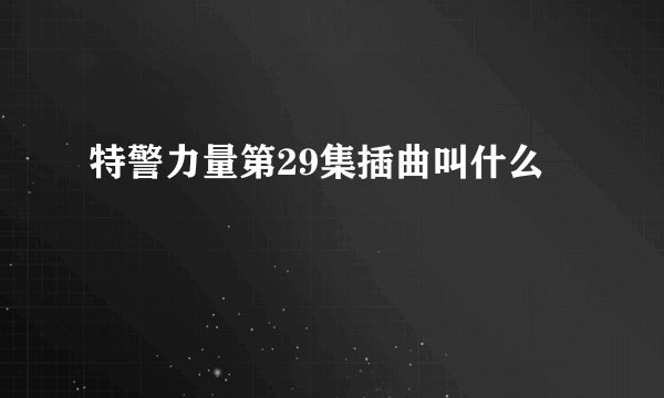 特警力量第29集插曲叫什么