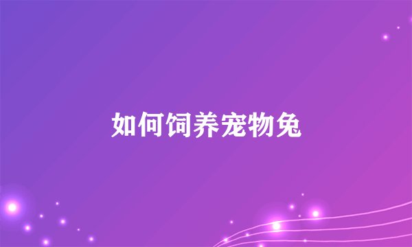 如何饲养宠物兔