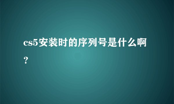 cs5安装时的序列号是什么啊？