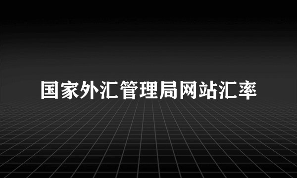国家外汇管理局网站汇率