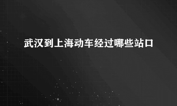 武汉到上海动车经过哪些站口