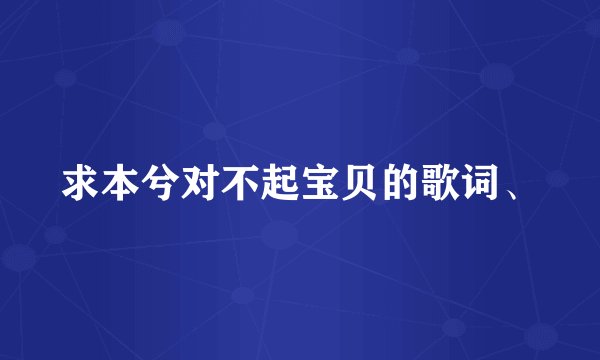 求本兮对不起宝贝的歌词、