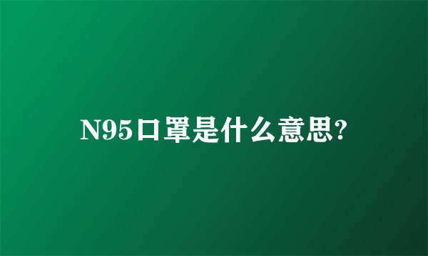 N95口罩是什么意思?