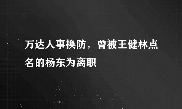 万达人事换防，曾被王健林点名的杨东为离职