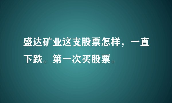 盛达矿业这支股票怎样，一直下跌。第一次买股票。