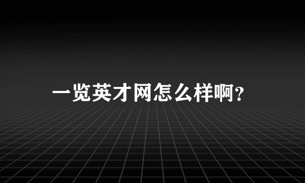 一览英才网怎么样啊？