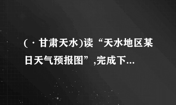 (·甘肃天水)读“天水地区某日天气预报图”,完成下列各题:(1)此日天水地区的天气为 ,最低气温为 ℃,最高气温为 ℃,一天中最高气温出现在 左右。(2)此日天水地区的昼夜长短情况是 。(3)天气预报中最基本的气候要素是( )A.空气质量 B.风向C.气温和降水 D.风力