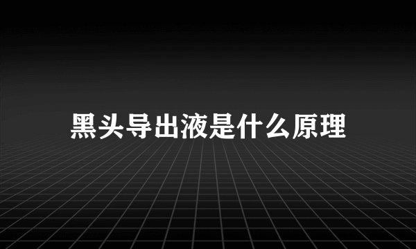 黑头导出液是什么原理