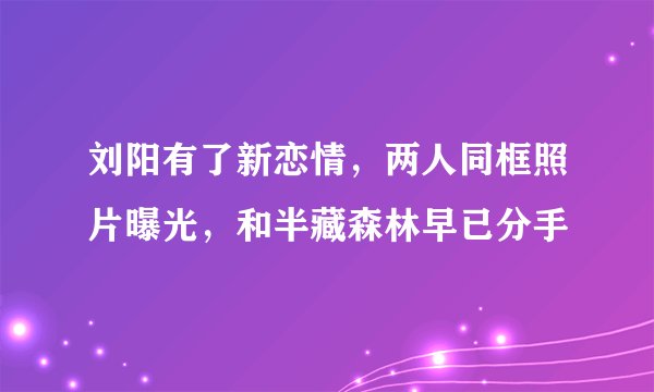刘阳有了新恋情，两人同框照片曝光，和半藏森林早已分手