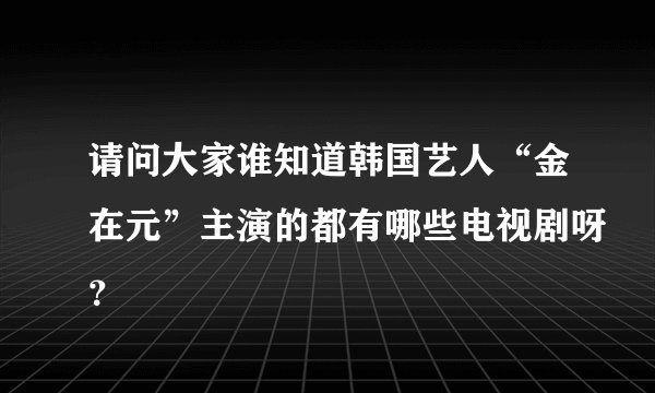 请问大家谁知道韩国艺人“金在元”主演的都有哪些电视剧呀?
