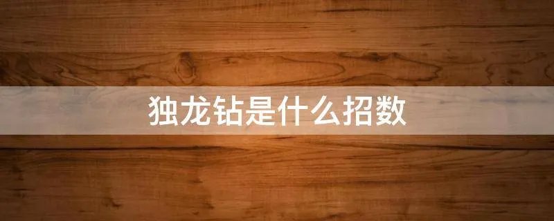 独龙钻是什么招数