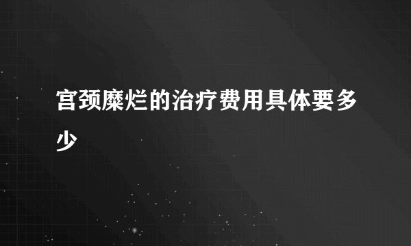 宫颈糜烂的治疗费用具体要多少
