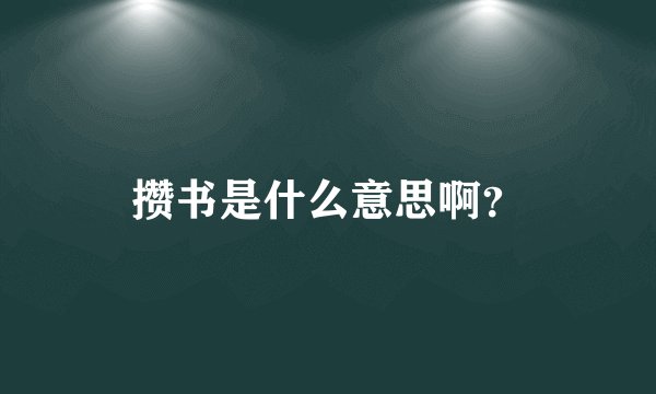 攒书是什么意思啊？