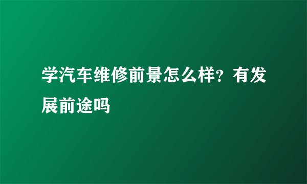 学汽车维修前景怎么样？有发展前途吗