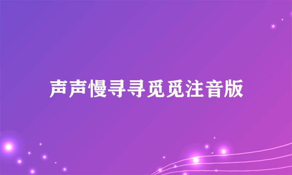 声声慢寻寻觅觅注音版