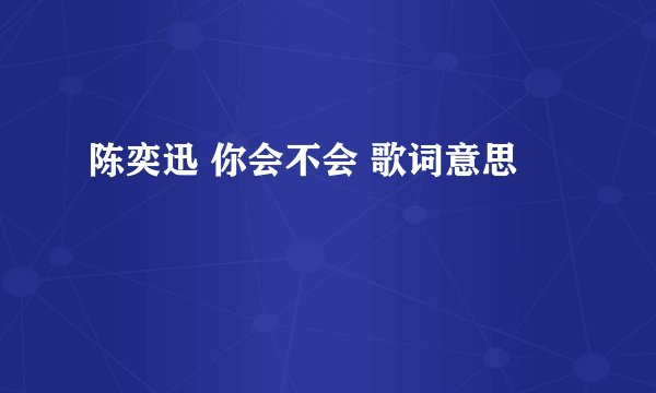 陈奕迅 你会不会 歌词意思