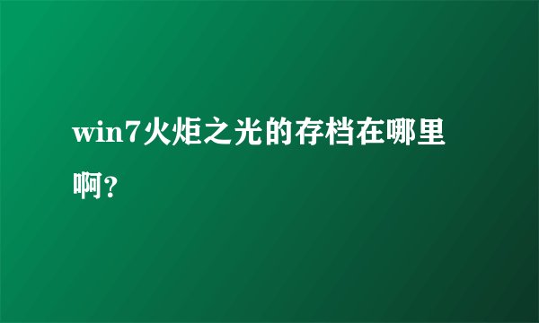 win7火炬之光的存档在哪里啊？