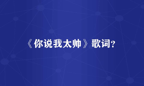 《你说我太帅》歌词？