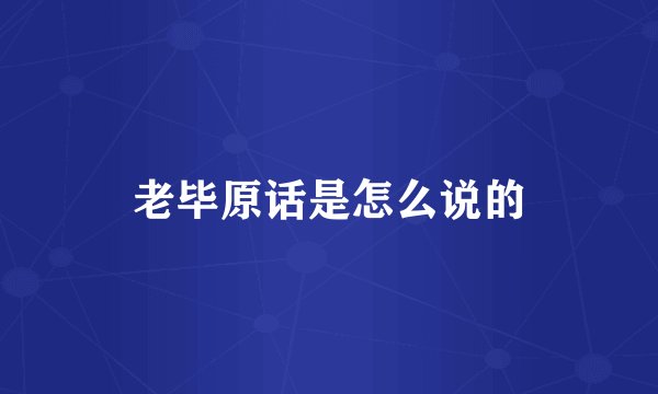 老毕原话是怎么说的