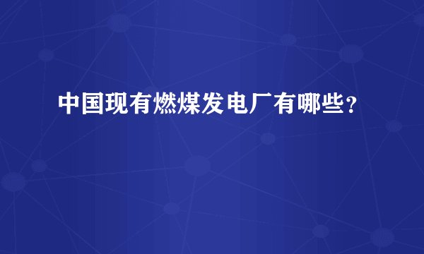 中国现有燃煤发电厂有哪些？